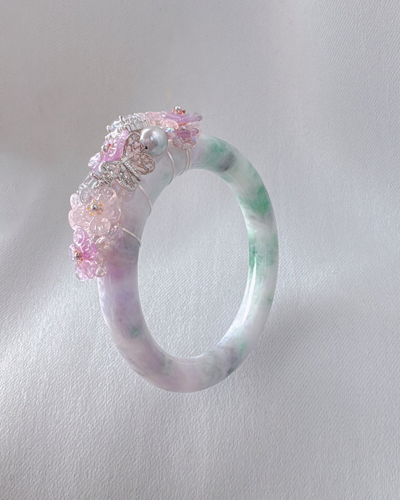 ライラックエメラルドジェダイトバングル【一点物】