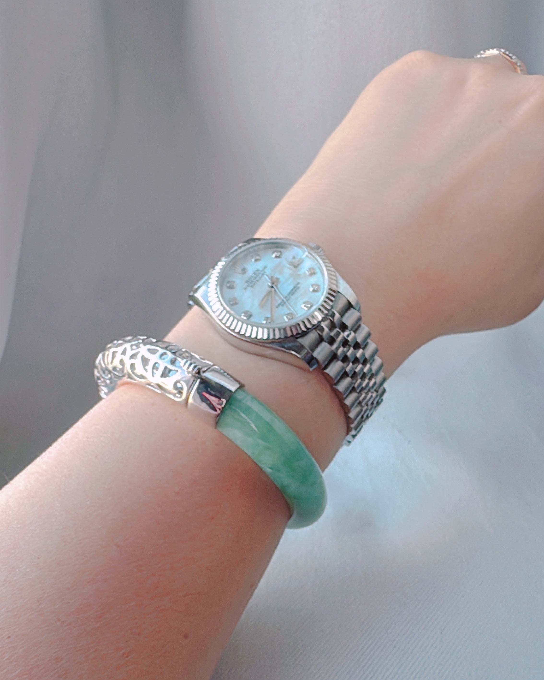 ロマンティックジェダイトバングル:直径16.5cm【受注生産:4~6週間】