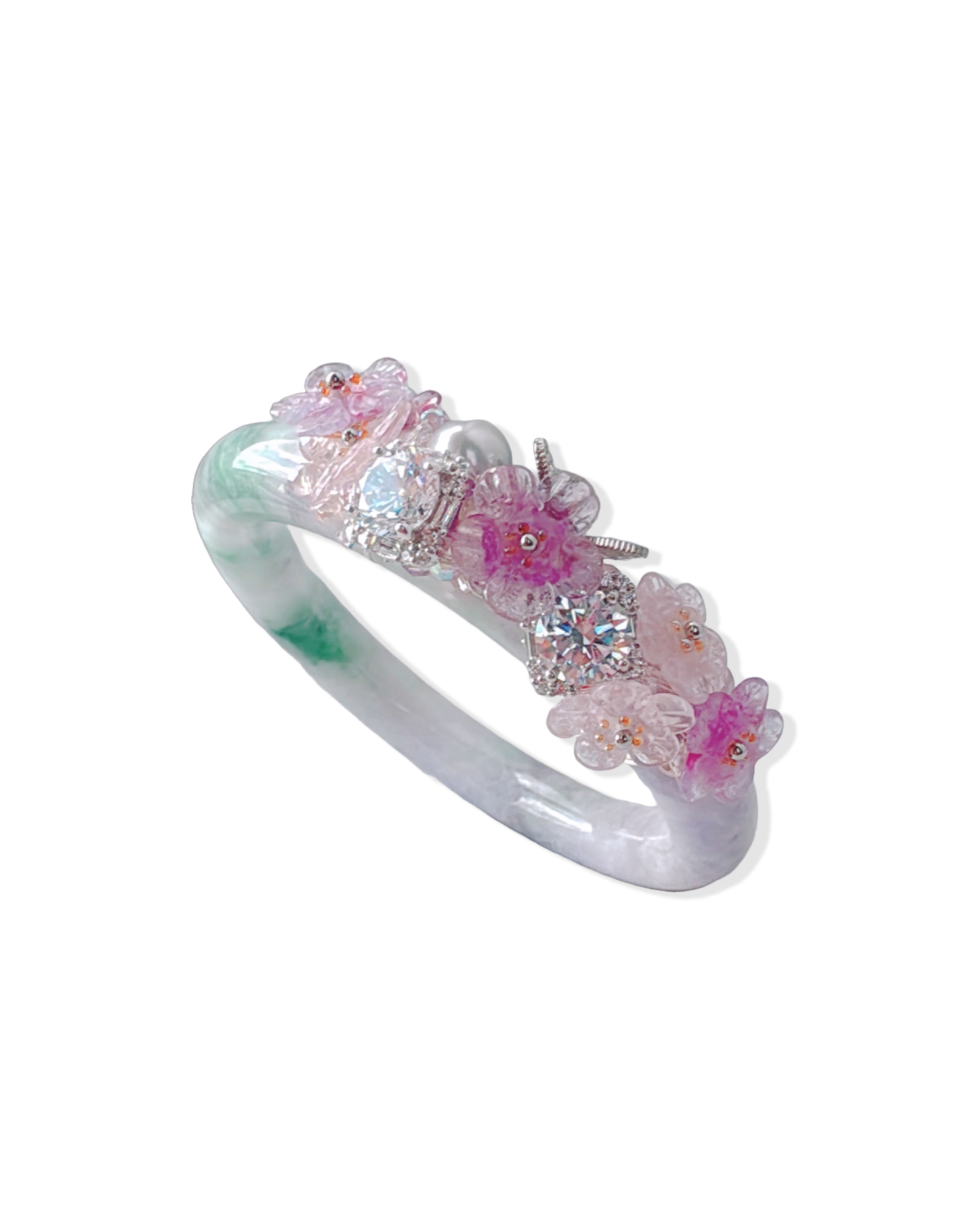 ライラックエメラルドジェダイトバングル【一点物】