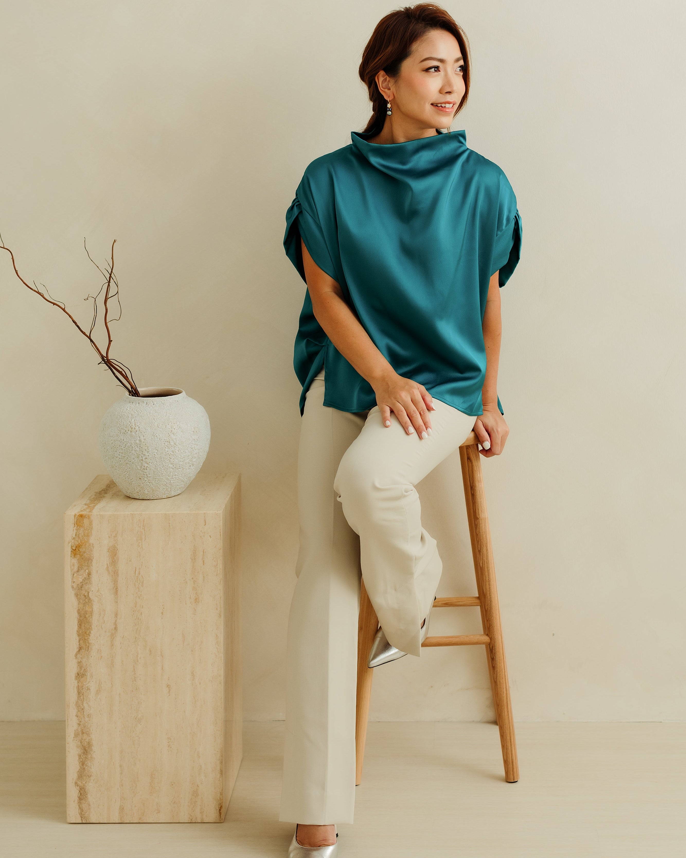 チューリップスリーブトップ(ティール)