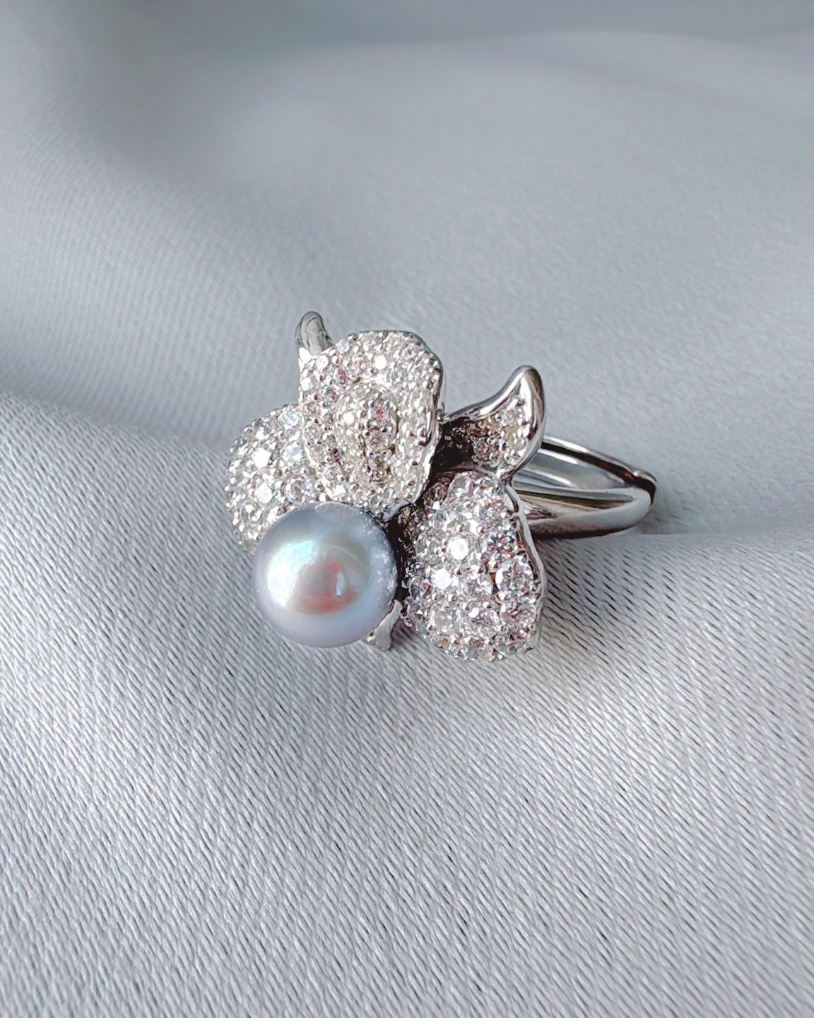 フルール・ダルジャン フラワーオブシルバー アジャスタブルリング(アコヤ)【受注生産:6~8週間】