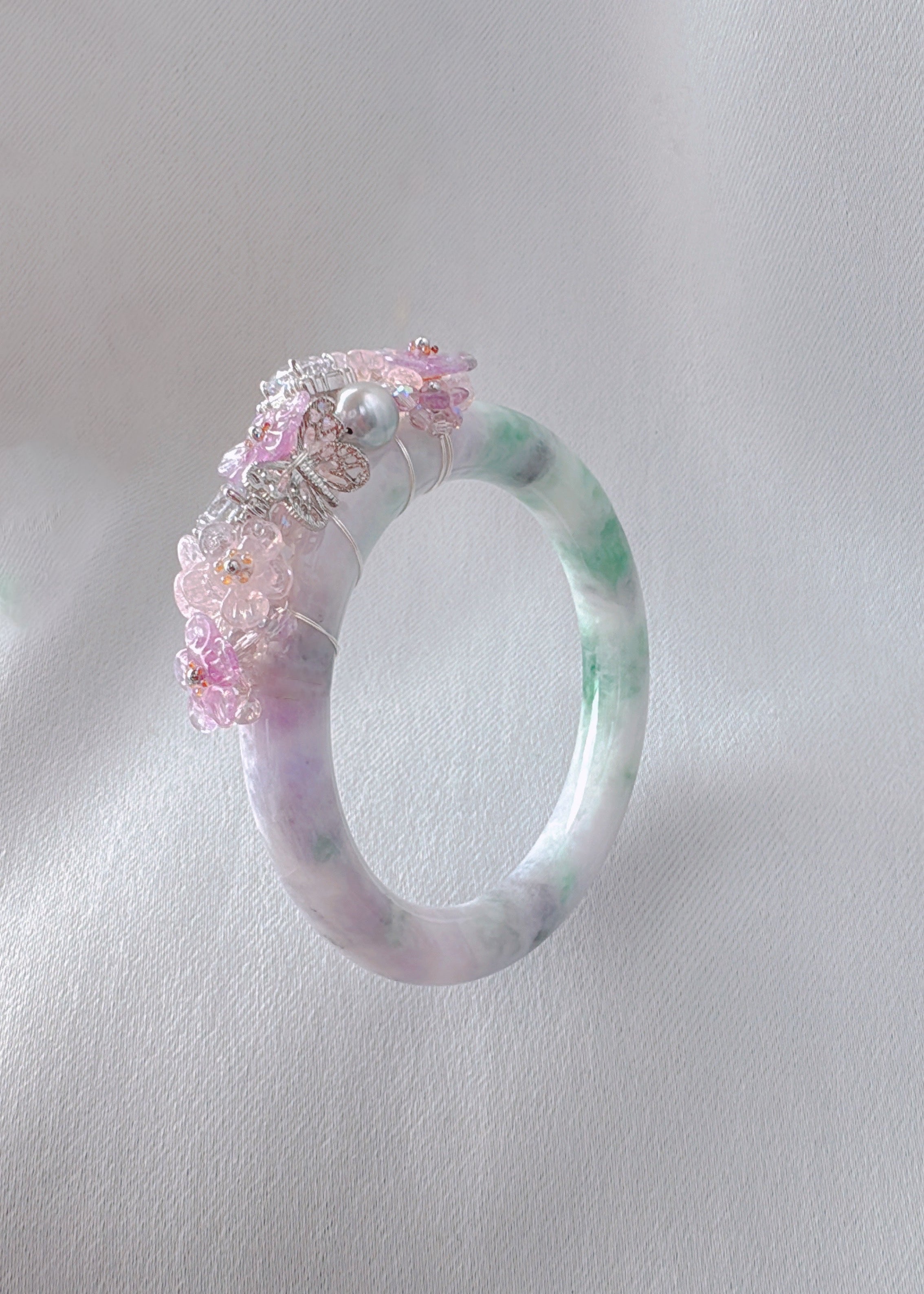 Bracelet Jadeite Émeraude Lilas