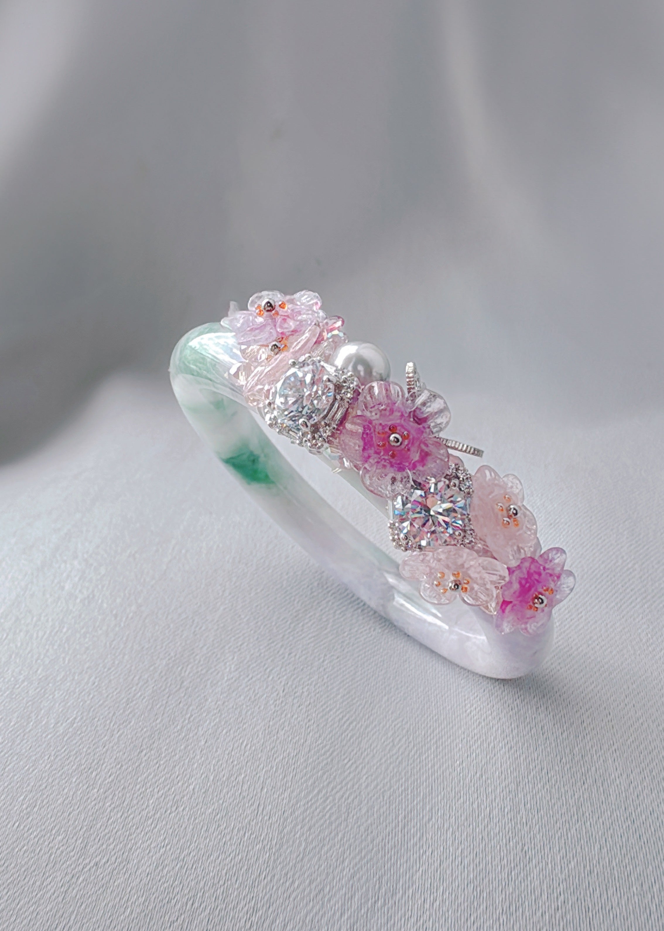 Bracelet Jadeite Émeraude Lilas