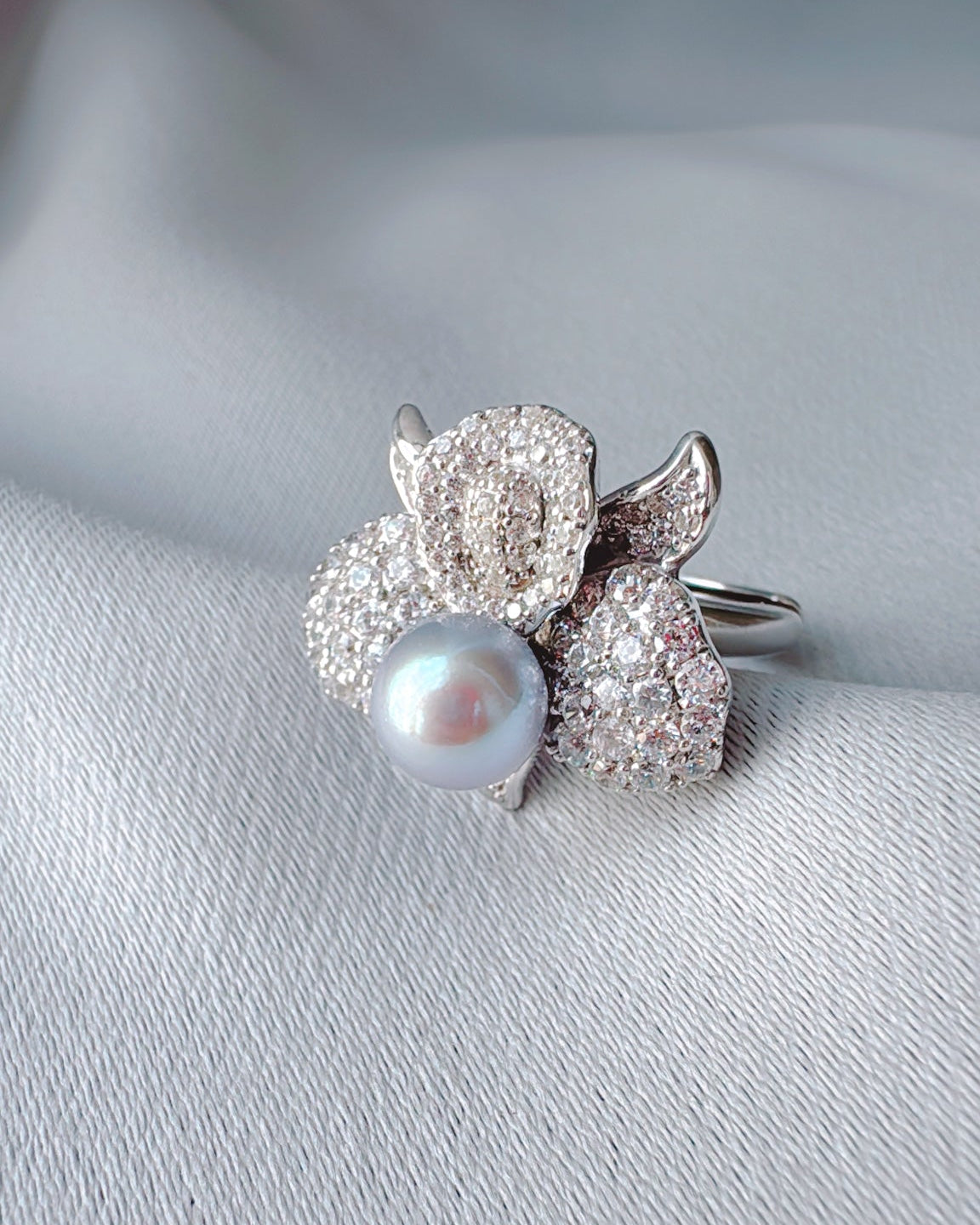 フルール・ダルジャン フラワーオブシルバー アジャスタブルリング（アコヤ）【受注生産：6～8週間】