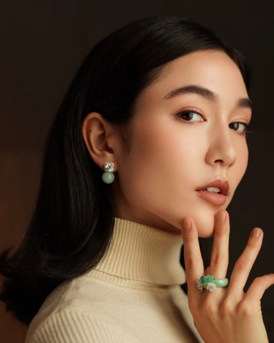 18金ソリッドゴールド アップルグリーン ジェダイト [受注生産：4～6週間]