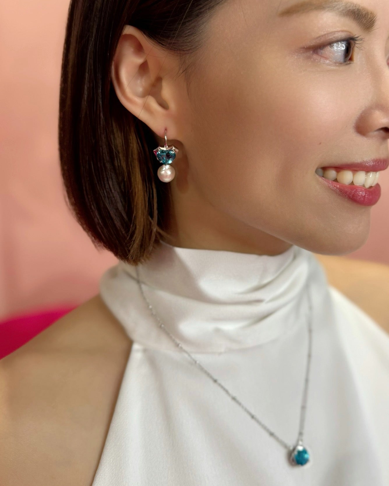 アイボリーピンクのバロックアコヤを使った新しいバレンタイン