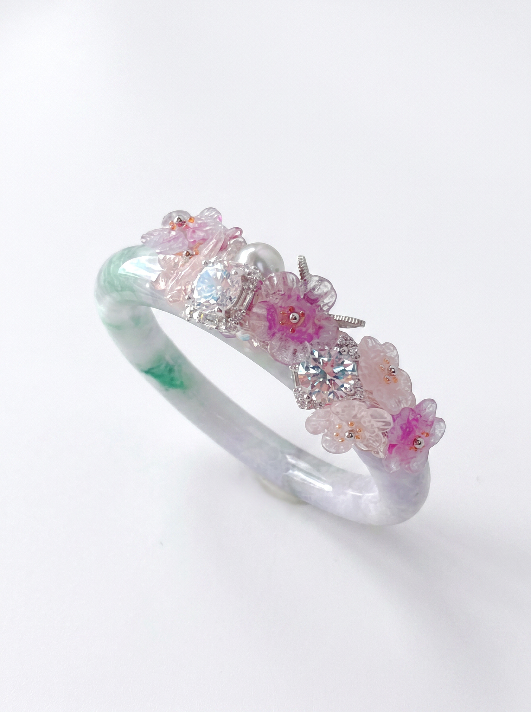 Bracelet Jadeite Émeraude Lilas