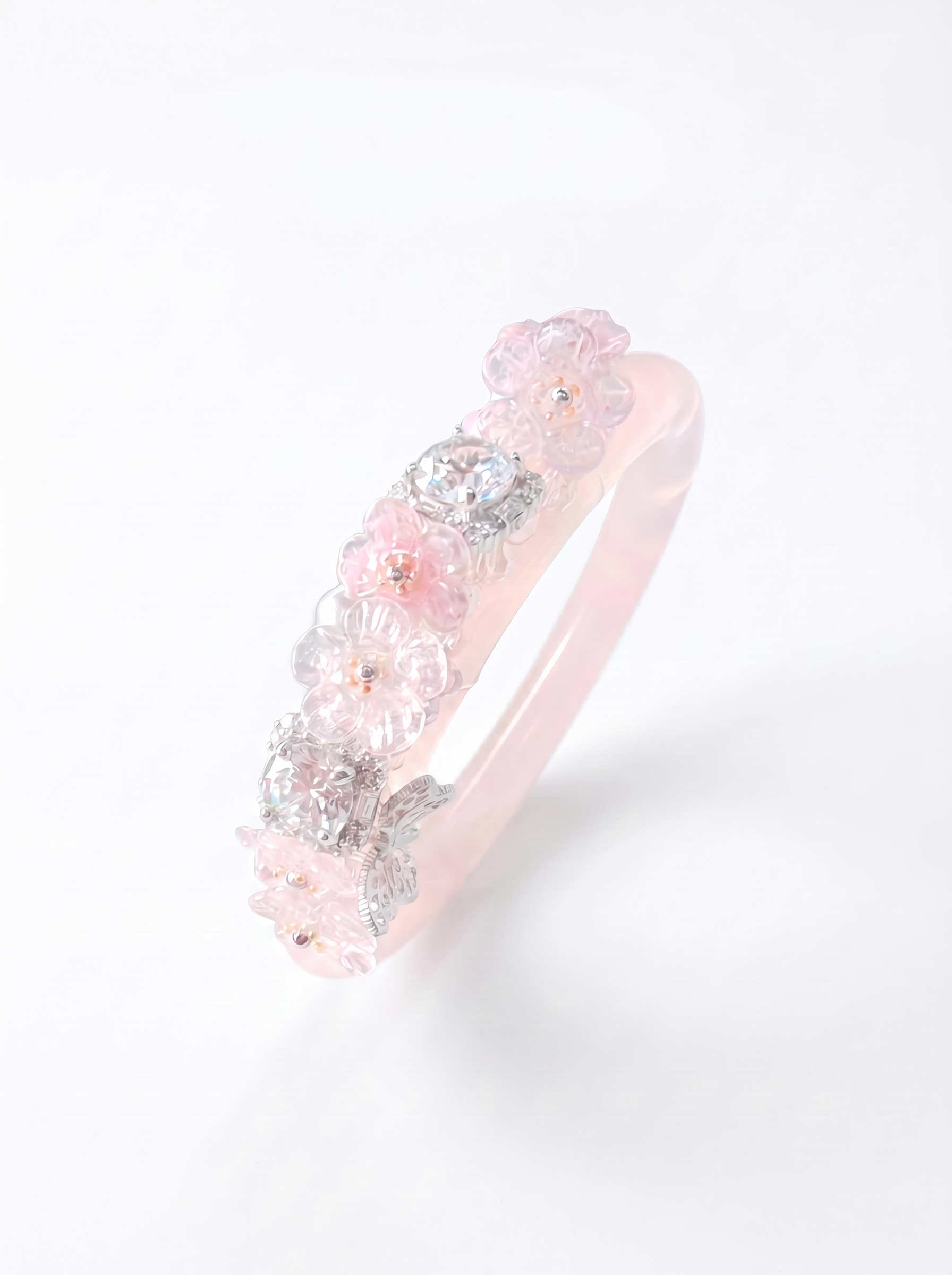 2. Bracelet Quartz Rose (circonférence 19cm) Unique