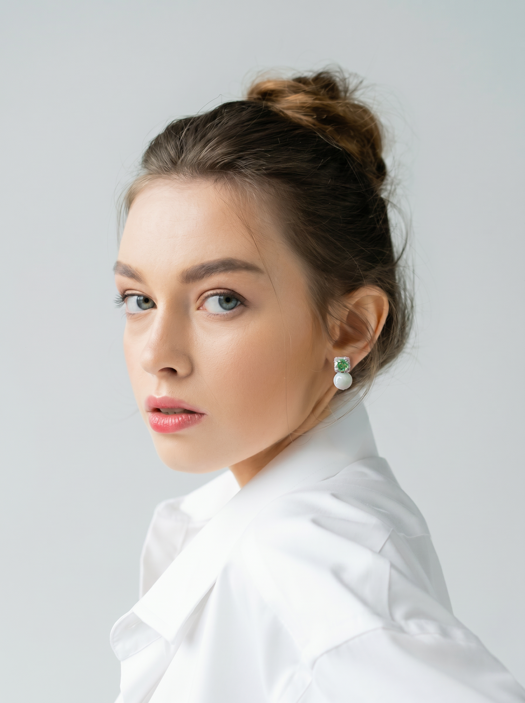 Poised Elegance in Icy Neon Jadeite