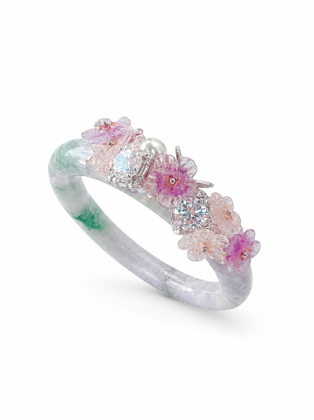Lilac Emerald Jadeite Bangle